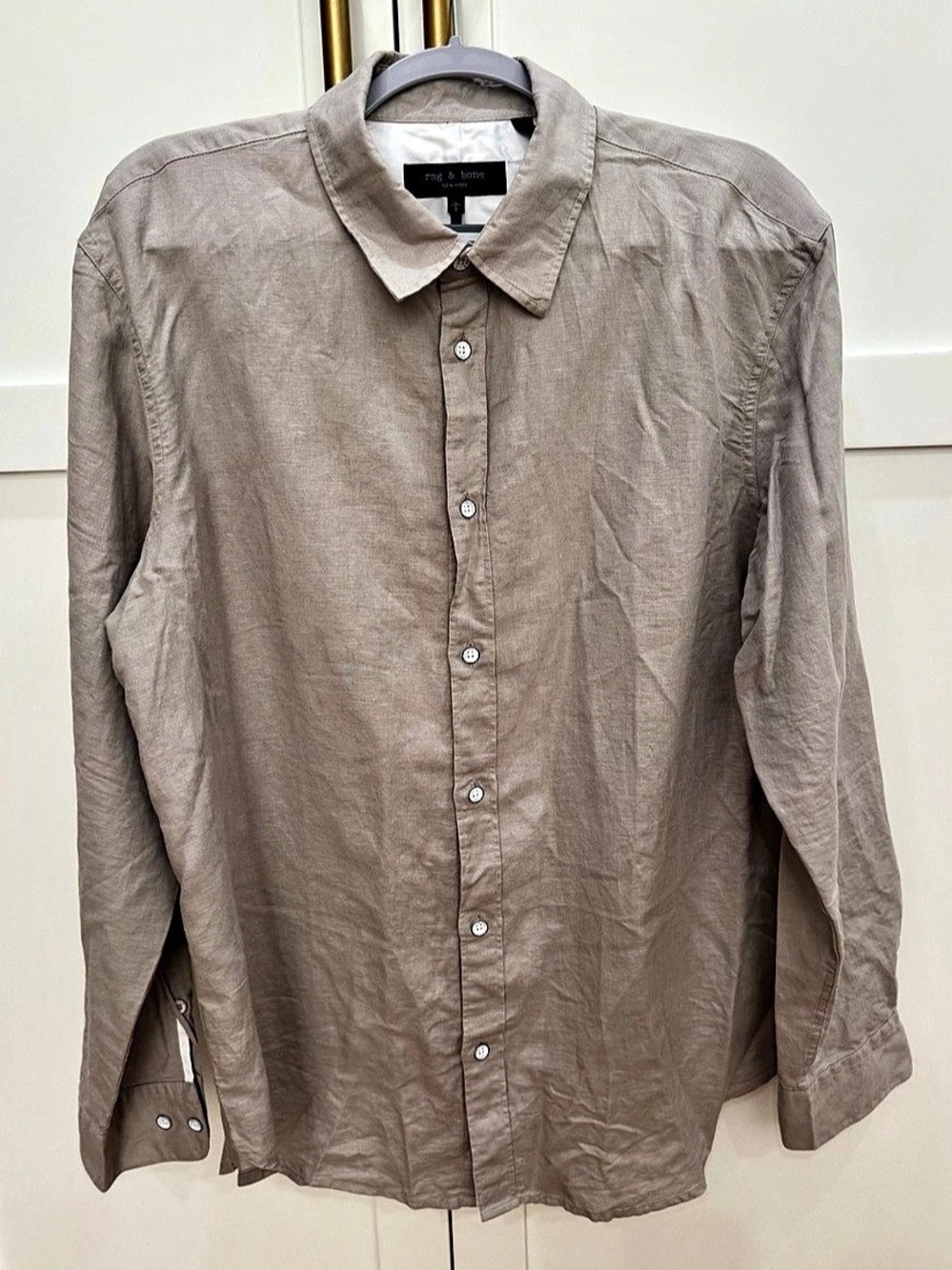 rag & bone Men's Button Down Shirt in Brown Tan Like New Sz Large